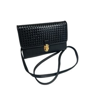 Rosetti Black Basketweave Convertible Whopper Crossbody Clutch Wallet + Cosmetic